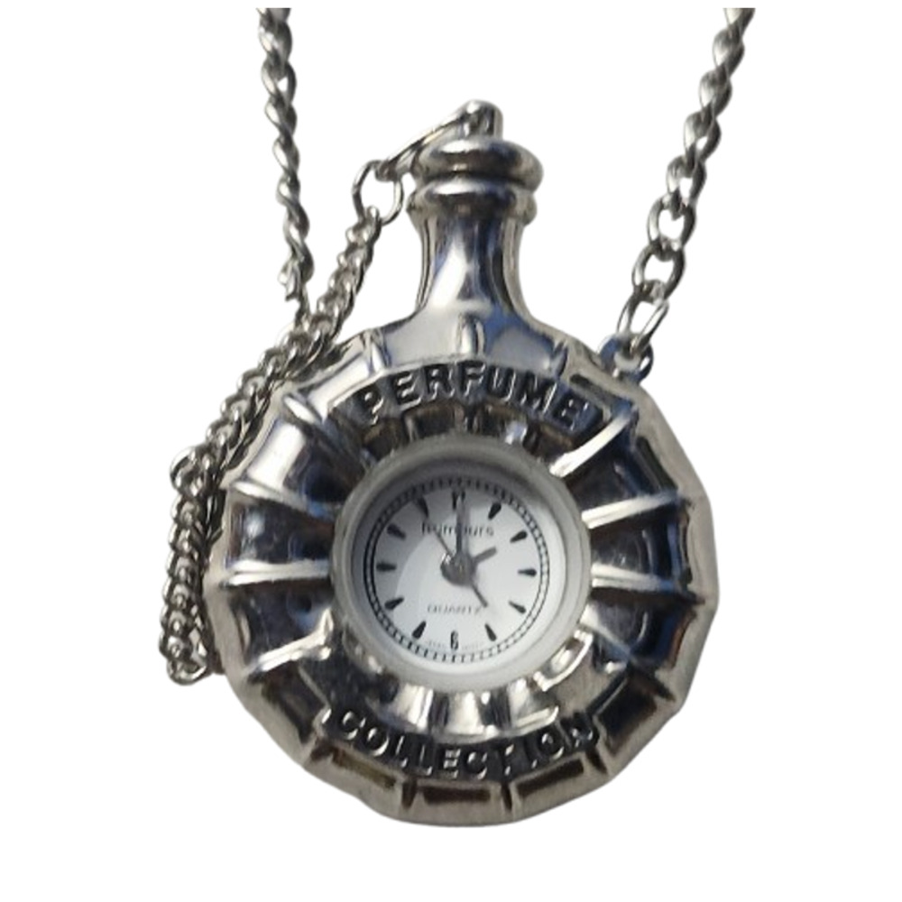 Rumours Perfume Bottle Watch Clock Necklace  Opens!